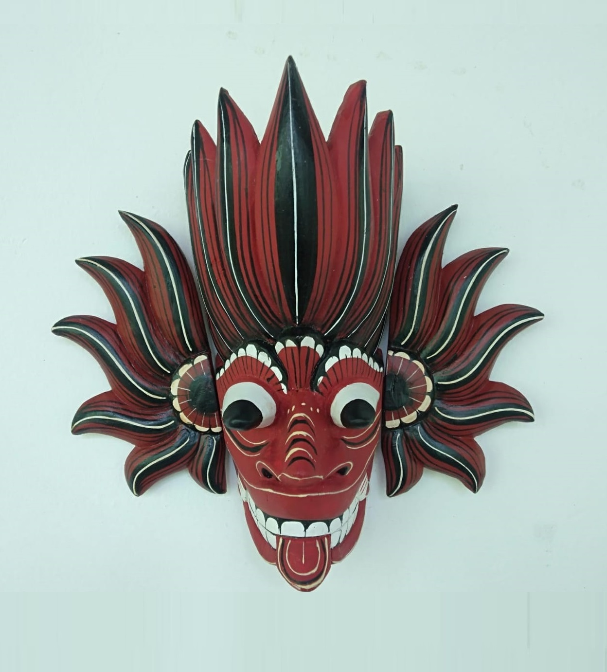 Fire Demon Mask,Gini Raksha mask,Ginidal Raksha Mask,Mask Sculpture,Wooden Mask,Wooden Mask from Sri Lanka, traditional Fire Devil mask.