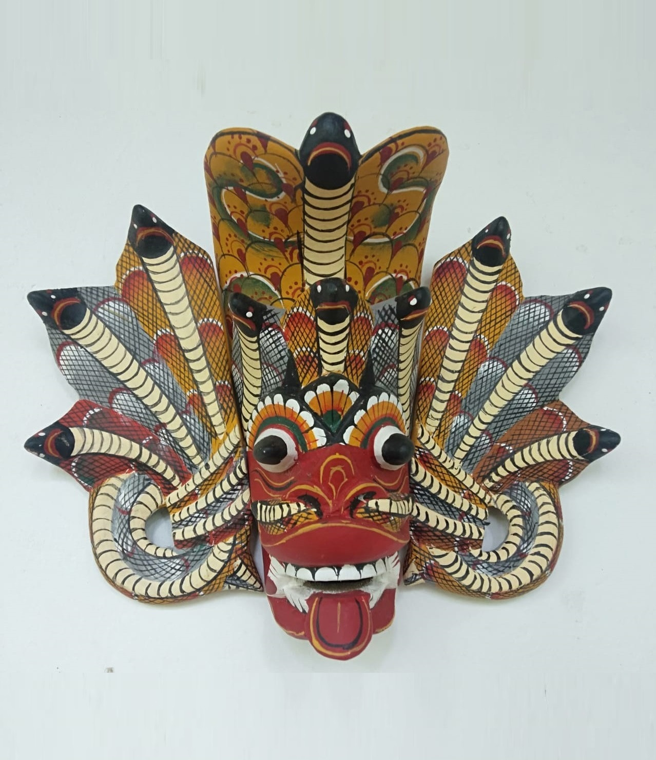 1 - Copy Traditional Sri Lanka Naga Raksha mask,King Cobra mask,Sri Lankan Handmade Wood Wall Decor,Traditional cobra Decorative Tiki Mask Home Decor