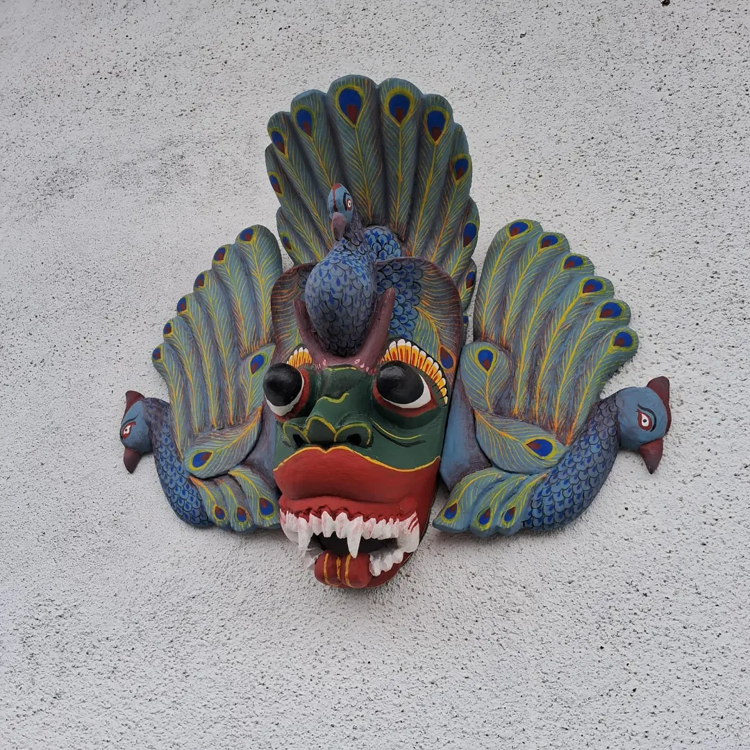 Lucky Beautiful Wooden Peacock Mask